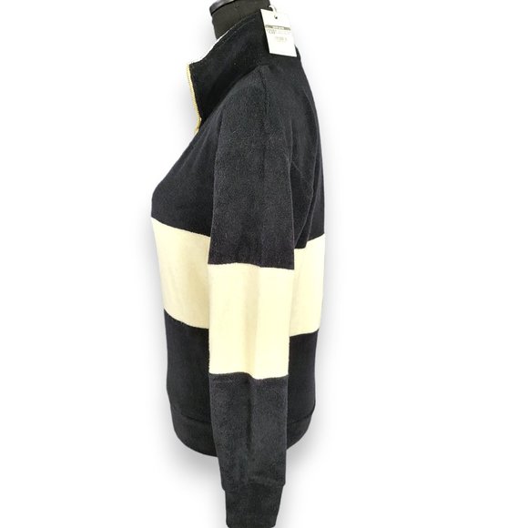 DONNI - Terry Half-Zip Pullover Black and Cream XSmall - Picture 4 of 14